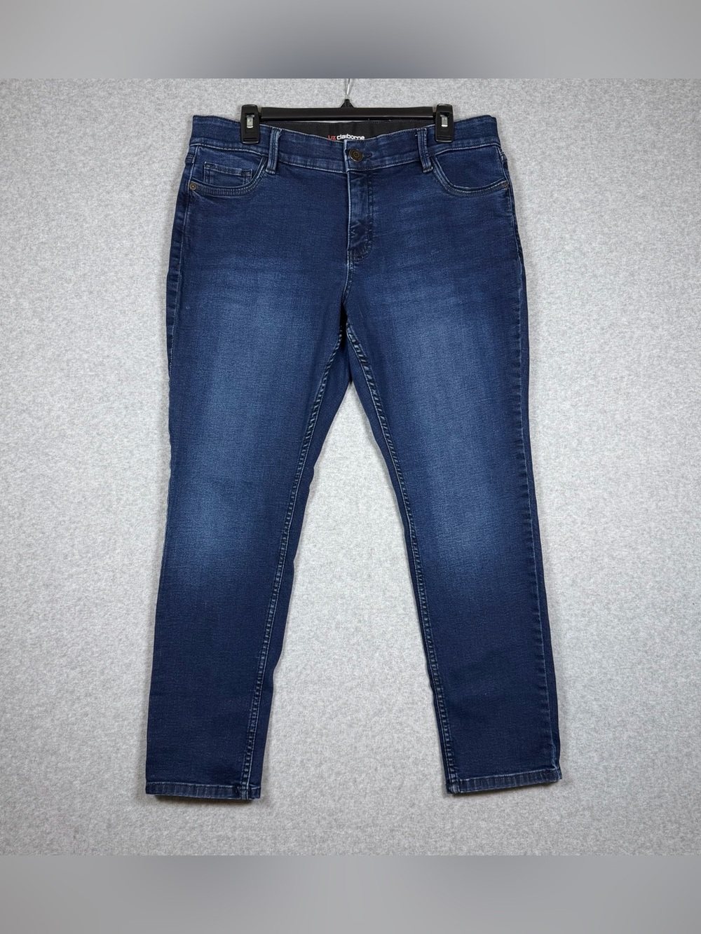 Liz Claiborne Sara Slim Leg Mid Rise Dark Wash Denim Jeans Women’s Size 12P